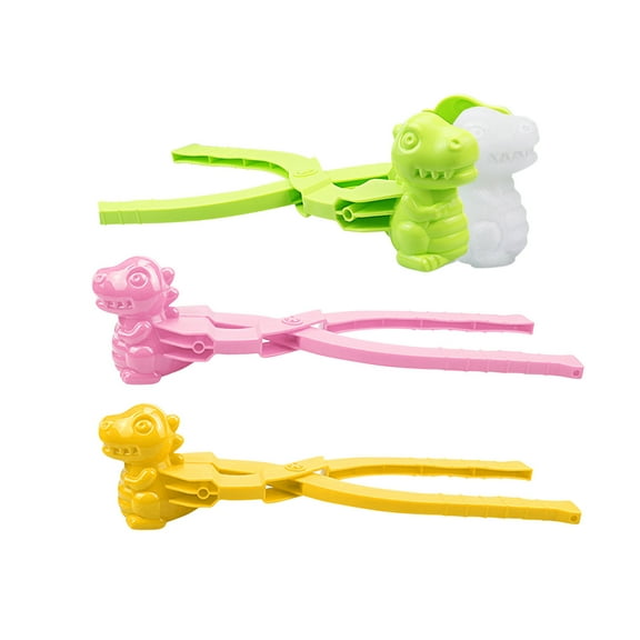 HaoXun 3 Pcs Dinosaur Snowball Clips - Winter Snowball Molds for Outdoor Snow Play, Plastic Snowball Maker Tools with Comfort Grip, Animal Shape Snow Decorations for Snowball Fights and Family Fun