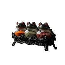 HaoXun 3 Pcs Witch Spice Jar Set - Gothic Style Iron Base Glass Spice Jars for Kitchen Decor, Halloween Party, Gothic Home Decorations