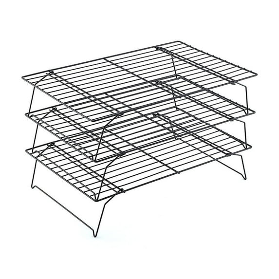 HaoXun 3-Tier Folding Baking Cooling Rack - Food Grade Stainless Steel Non-Stick Coating Cake Cooling Rack for Cookies, Muffins, Bread, Pastries and Roasted Meats