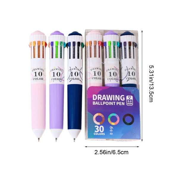 HaoXun 30 Colors Ballpoint Pen Set - 3 Pack Multicolor Pens with Soft Rubber Grip for Drawing, Journaling & Students, 0.8mm Fine Tip, 3 Series Skin Tone/Candy/Dark Collection, Lightweight Design