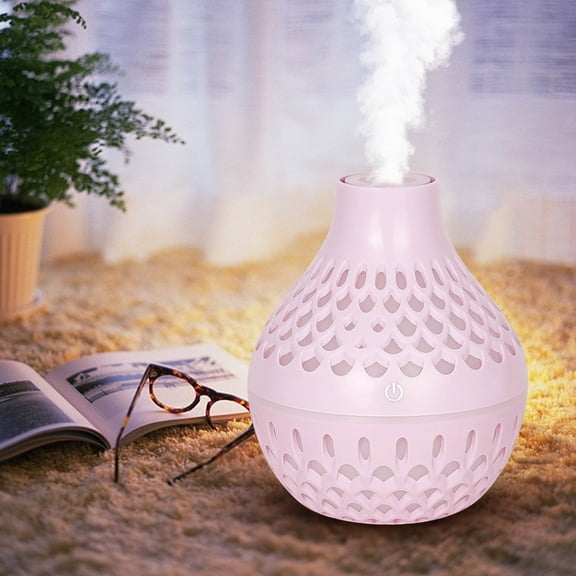 HaoXun 300ML Mini Wood Grain Ultrasonic Aroma Diffuser Humidifier - Essential Oil Diffuser with Quiet Operation and Colorful LED Lights for Office and Home Use