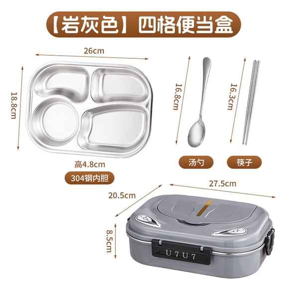 HaoXun 304 Stainless Steel Lunch Box - Microwave Safe, Leak-Proof Food Container with Secure Lock for Picnics, Work, and Travel