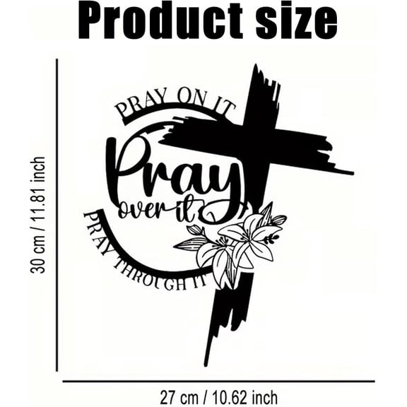 HaoXun 30cm Prayer Cross Wall Decor - Elegant Metal Scripture Wall Art with Rust-Resistant Finish for Home, Church, Inspirational Spiritual Gift for Easter Christmas Baptisms