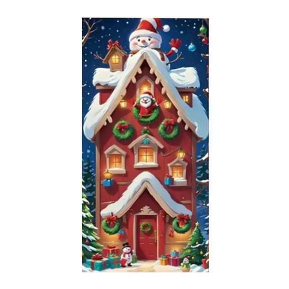HaoXun 35×71 Inches Christmas Door Cover with Santa Claus Patterns - Festive Holiday Door Decoration for Home and Party Supplies