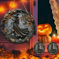 HaoXun 3PCS Halloween Witch Acrylic Hanging Signs 15cm, 2D Witch Broom Decor for Doors Windows Garden, Magical Hanging Pendants for Home & Party Decorations