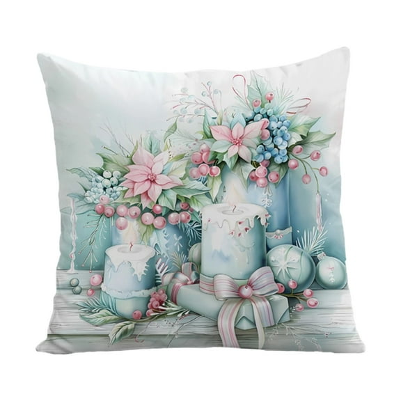 HaoXun 45x45cm Christmas Pillow Cover - Festive Holiday Decorative Polyester Pillowcase for Sofa Couch Bedding Xmas Home Decor, 17.72x17.72 Inches