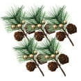 thumbnail image 1 of HaoXun 5 Pcs Christmas Mini Bouquet Decorations - PVC Pine Cones with 3 Golden Berries, Pine Needles for Gift Wrapping, Holiday Home Party, Xmas Tree Ornaments (Green, 4.72x1.97x2.36in), 1 of 6