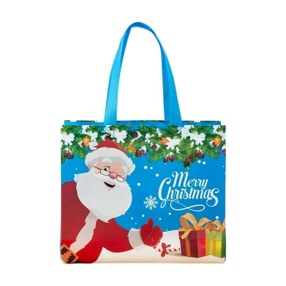 HaoXun 5 Pcs Christmas Non-Woven Gift Handbags - Reusable Holiday Shopping Bags with Rope Handles for Candy, Small Presents, Xmas Tree Decorations Party Supplies