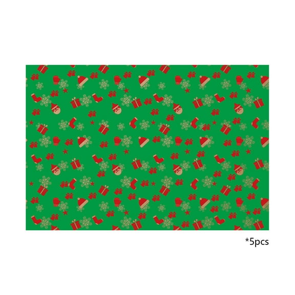 HaoXun 5 Pcs Christmas Wrapping Paper Set - Multicolor Vintage-Style Holiday Gift Wrapping Paper with Santa Snowflakes Reindeer Designs for Xmas Tree Presents Home Party Supplies