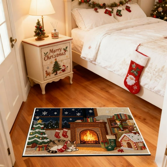 HaoXun Christmas Door Mat Xmas Welcome Christmas Mat Non-Slip and Washable Winter Doormat Indoor Entryway Floor Rug for Entrance Outside Home 15.7"x23.6"