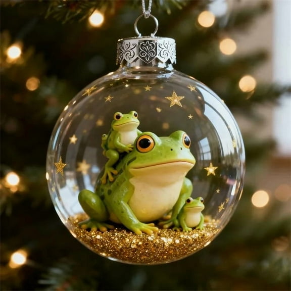 HaoXun Christmas Frog Acrylic Ornaments - 2mm Thickened Flat Hanging Decorations for Christmas Tree, Home, Office, Gift Wrapping