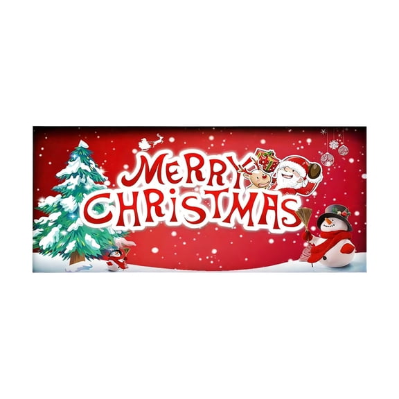 HaoXun Christmas Garage Door Decorations with Banners and Backdrops - Red Nylon Hanging Decor for Indoor Outdoor House Lawns Party Background