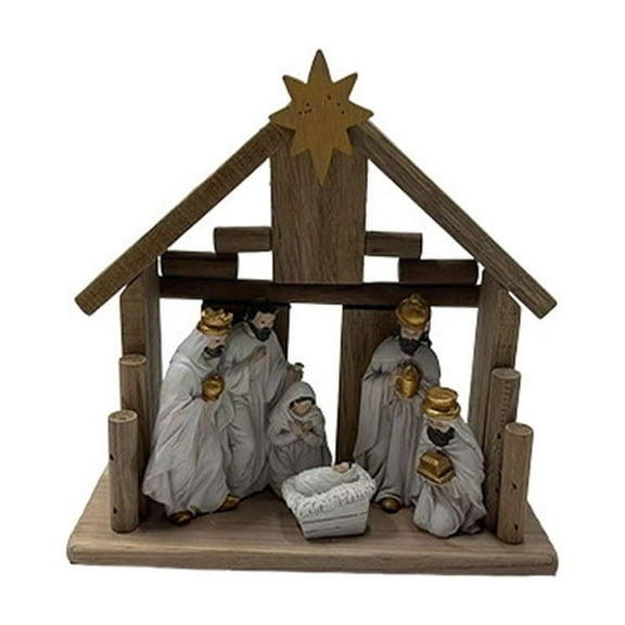 HaoXun Christmas Wood Nativity Scene Figurine - Holy Family Tabletop Decoration for Home, Office, Xmas Holiday Decor