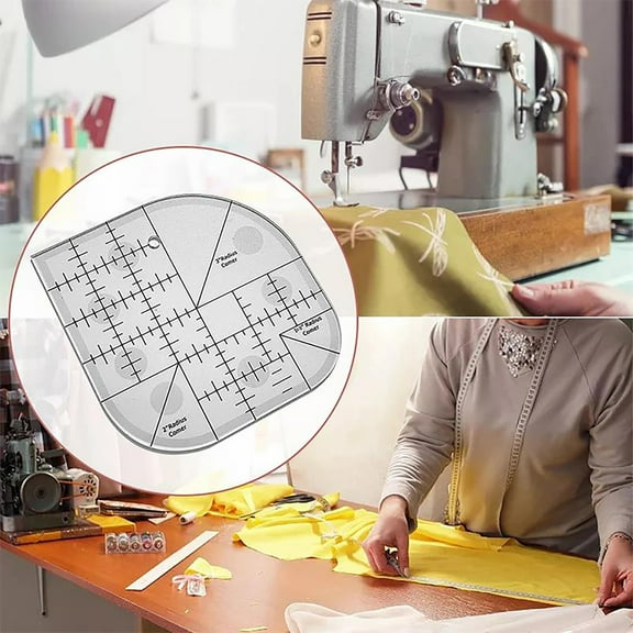 HaoXun Curved Corner Cutter Ruler - Non-Slip Acrylic Sewing Template for Patchwork Quilting, 15x15cm Transparent Plastic Ruler with Video Tutorial & Step-by-Step Guide