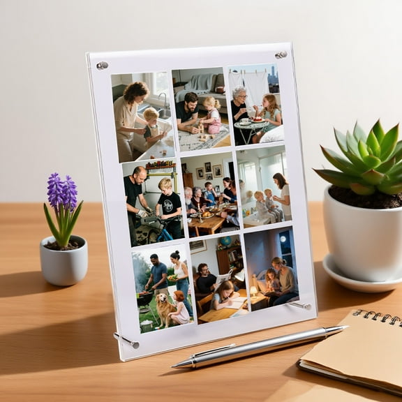 HaoXun Customized Acrylic Photo Frame with 3-Layer Single-Sided Pattern and Stable Stand - Desktop Display for Birthday Home Office Decoration