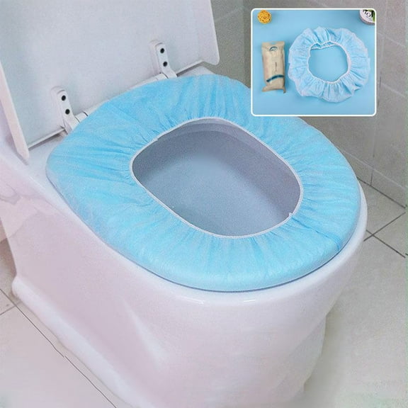 HaoXun Disposable Portable Toilet Seat Cover Non-Woven, Hygienic Travel Essential for Hotel, Airplane & Public Restrooms – Individually Wrapped Blue Eco-Friendly Toilet Seat Covers (10g)