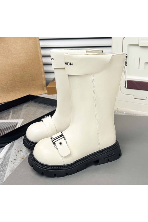 HaoXun FASHION Women's Winter Boots with Zipper Closure - Solid Color Plush Lined Princess Style Performance Boots for Casual and Fashion Outfits