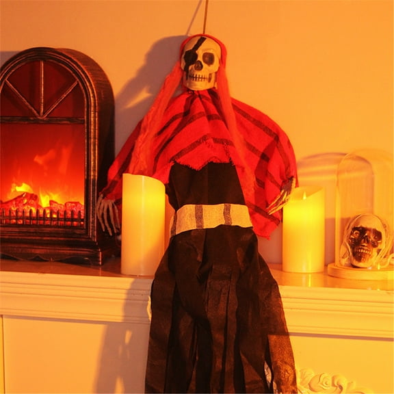 HaoXun Halloween Hanging Decorations Scary Skeleton Spider Bat Pendant for Indoor Outdoor Party Decor - 40x80cm Reusable Plastic Ornaments