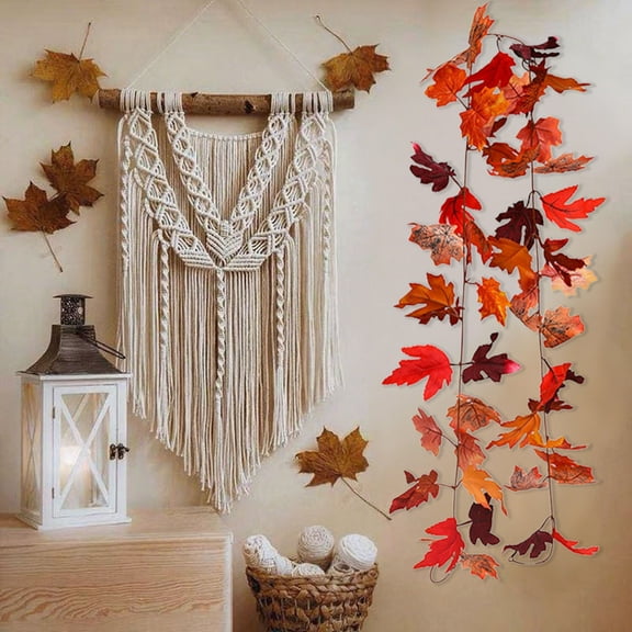 HaoXun Halloween Light String with Simulation Maple Leaf Rattan - Durable Orange Plastic Decoration for Home, Party & Scenic Spots (200cm, Wholesale)