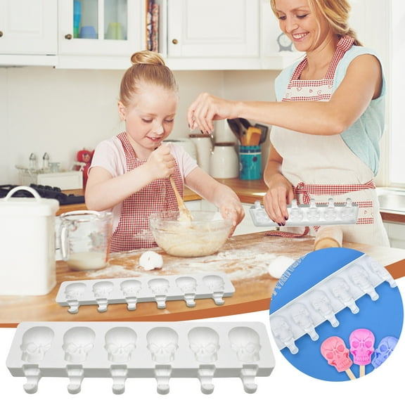 HaoXun Halloween Skull Ice Cream Mould - Food Grade Silicone, Oven & Fridge Safe (-40°C to 230°C) | Easy Clean, Durable for Chocolate, Cheese Sticks, Popsicles