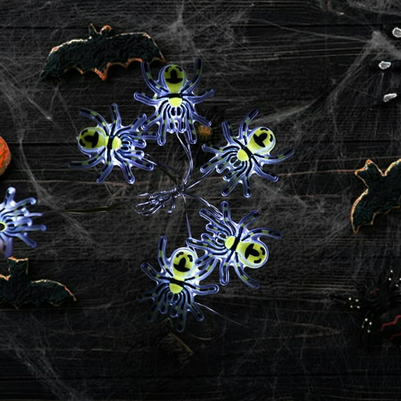 HaoXun Halloween Spider String Lights with 20 LED Battery-Powered for Indoor Outdoor Decorations, 78.74in Yellow Plastic Halloween Decoration Lights