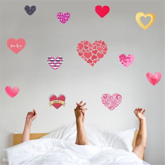 HaoXun LOVE U TBW9120 Valentine's Day Removable Wall Stickers - Self-Adhesive Heart Decals for Windows, Refrigerator, Car, Glass, Tile Surface Home Decoration