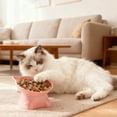 thumbnail image 1 of HaoXun Large Capacity Raised Cat Food and Water Bowl - Cute Multicolor Pet Dish for Cats with Neck Protection and Whisker Relief, 1 of 6