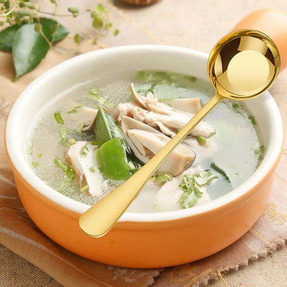 HaoXun Large Soup Spoons/Stainless Steel Bouillion Spoons,able Spoons Round Tipped Soup Spoons,7.36 Inches