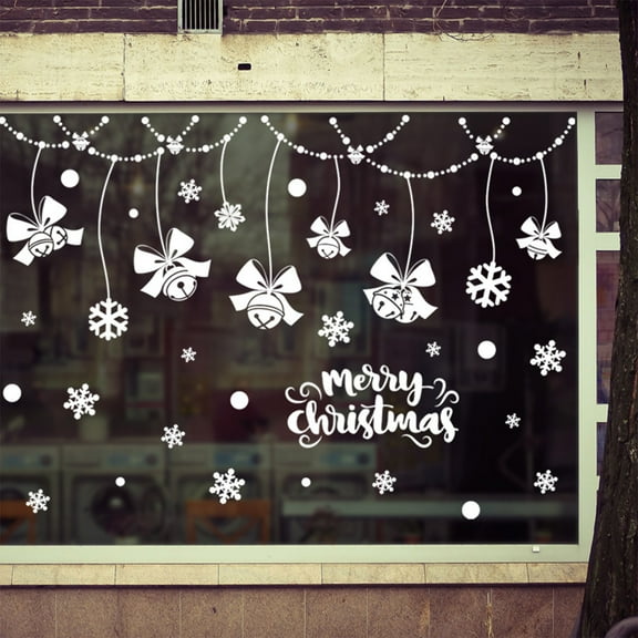 HaoXun Large White Christmas Snowflake Stickers - 35.4x23.6 Inch Electrostatic Window Clings, Shopping Mall/Home Christmas Festive Decor