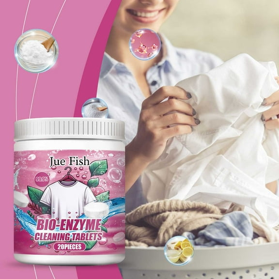 HaoXun Multi-Purpose Cleaning Tablets for Clothes: Strong Stain Removal, Quick-Dissolve Effervescent Laundry Detergent, Eco-Friendly & Gentle on Fabrics (20 Pcs)