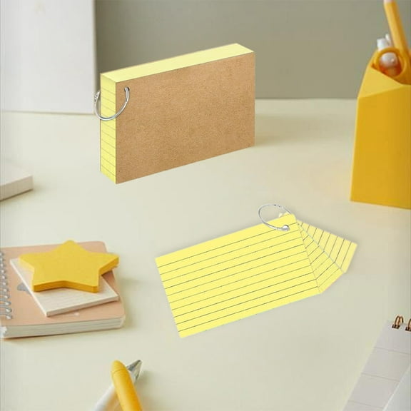 HaoXun Multicolor Index Cards with Ring - Horizontal Lined Note Cards and Flash Cards for Office and Home Use, Size 5x2.99 Inches