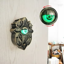 HaoXun Realistic One-Eyed Halloween Doorbell Decoration with Spooky Sound Effects - Scary Blinking Eye Props for Party & Bar Decorations (Brown Plastic)
