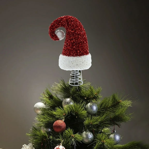 HaoXun Santa Hat Christmas Tree Topper - 7.48x5.12x2.76 inch Red Foam Christmas Tree Decoration for Xmas Holiday Home Party Decor
