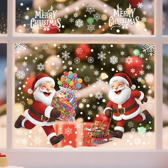 HaoXun Self-Adhesive Christmas Snowflakes Wall Stickers - Removable Double-Sided Eco-Friendly Holiday Decoration for Bathroom, Living Room, Office Decor - Space-Saving Design
