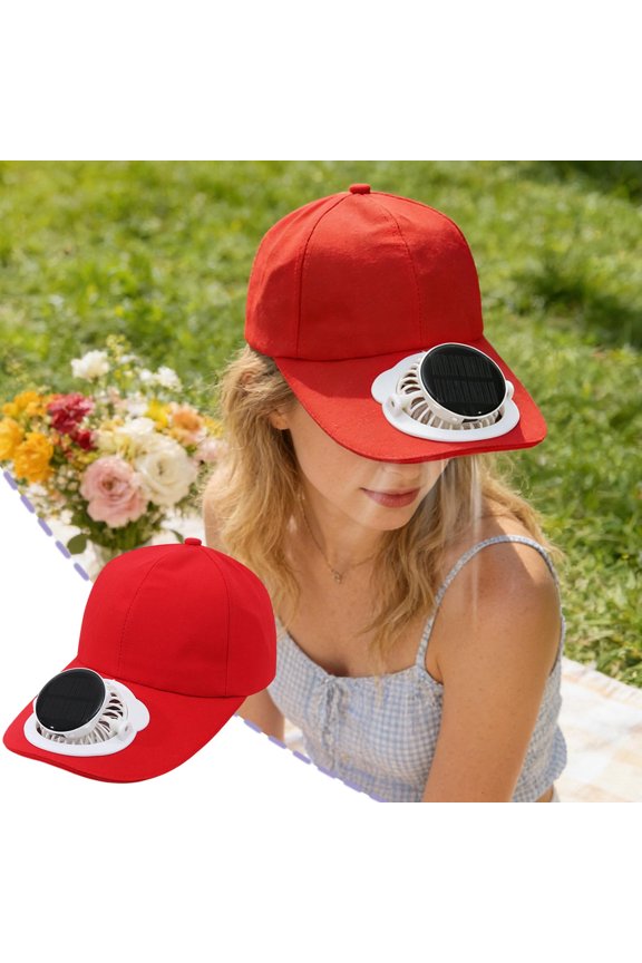 Solar-Powered Fan Baseball Cap with Digital Display - 6.3x5.12 Inch Breathable Sun Hat with 3-Speed Wind Control for Outdoor Summer Activities in Black/Red/White/Beige/Navy/Khaki