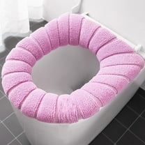 HaoXun Solid-Color Toilet Seat Cushion - Soft Warm, Elastic Design, Fits Standard Round/Elongated Toilet Seats, Machine Washable for Bathroom Home Use