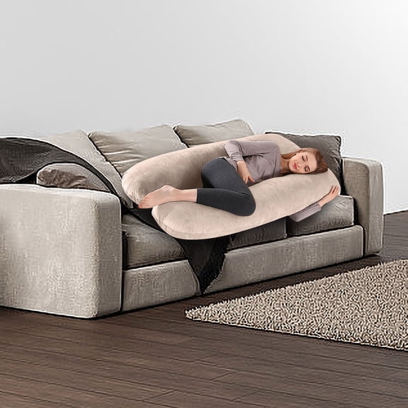 HaoXun U-Shaped Maternity Pillow Cover Washable Removable 31x55 Inches Pregnancy Support Pillow Case with Crystal Velvet Fabric for Back, Belly, Legs and Neck Comfort