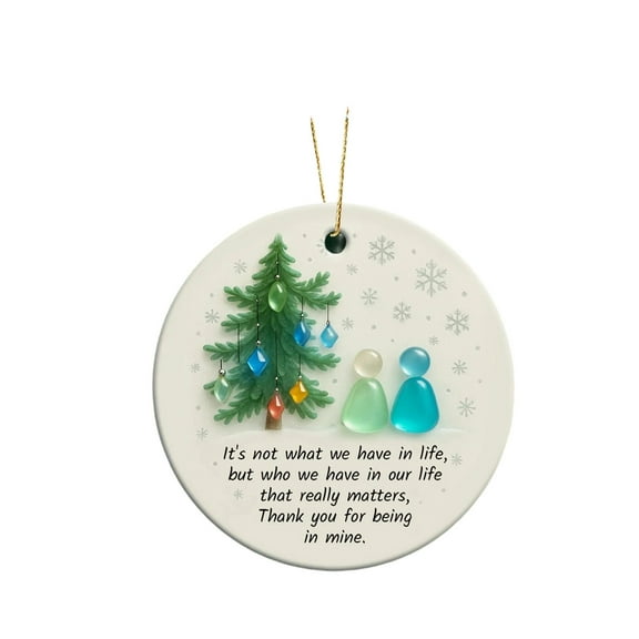 HaoXun Unique Handmade Heart-Shaped Sea Glass Friendship Ornament - Christmas Tree Keepsake Gift for Sister, Friend, Coworker