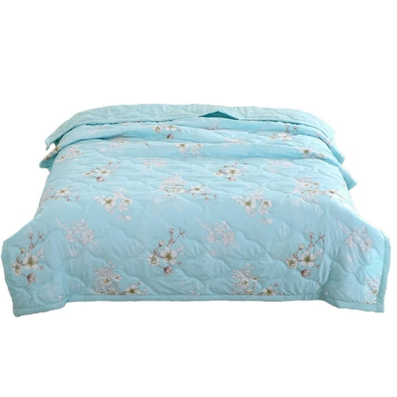 HaoXun Washed Cotton Summer Quilt - 98% Cotton Air Conditioning Quilt, Breathable Lightweight Bedding for Home Use, 39.37x59.06 Inches, Blue