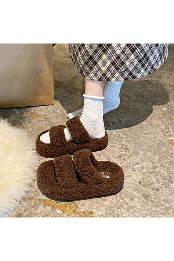 HaoXun Women's Plush Lined Letter Pattern Slippers with Thick Sole - Multi-Color Fuzzy House Shoes for Fall Winter Indoor Home Use