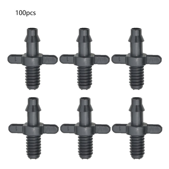 Haobase 100 Pcs 6mm Male Thread Single Barbed 4/7mm PVC Hose Connector Home Garden
