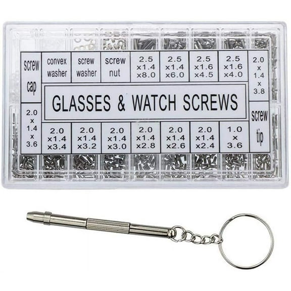 Haobase 1000 Piece Watch Glasses Repair Screw Replacement Kit Stainless Steel
