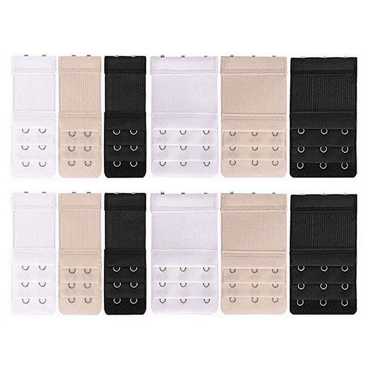 Haobase 12 Pcs Women's Bra Extenders 3 Hook / 2 Hook 3 Row Comfortable  Stretchy Bra Extension Strap