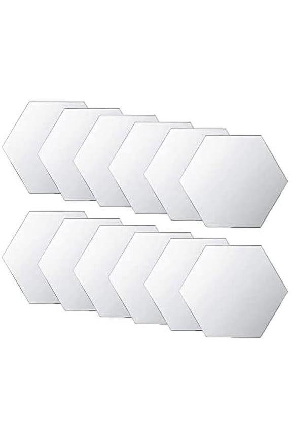 12Pcs Removable Acrylic Mirror Setting Wall Sticker Decal for Home Living Room Bedroom Decor Silver (80 x 70x 40 mm)