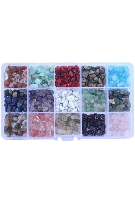 15 Colors 700Pcs Natural Chip Stone Beads 4-7mm Irregular Gemstones Healing Crystal Loose Rocks Beads