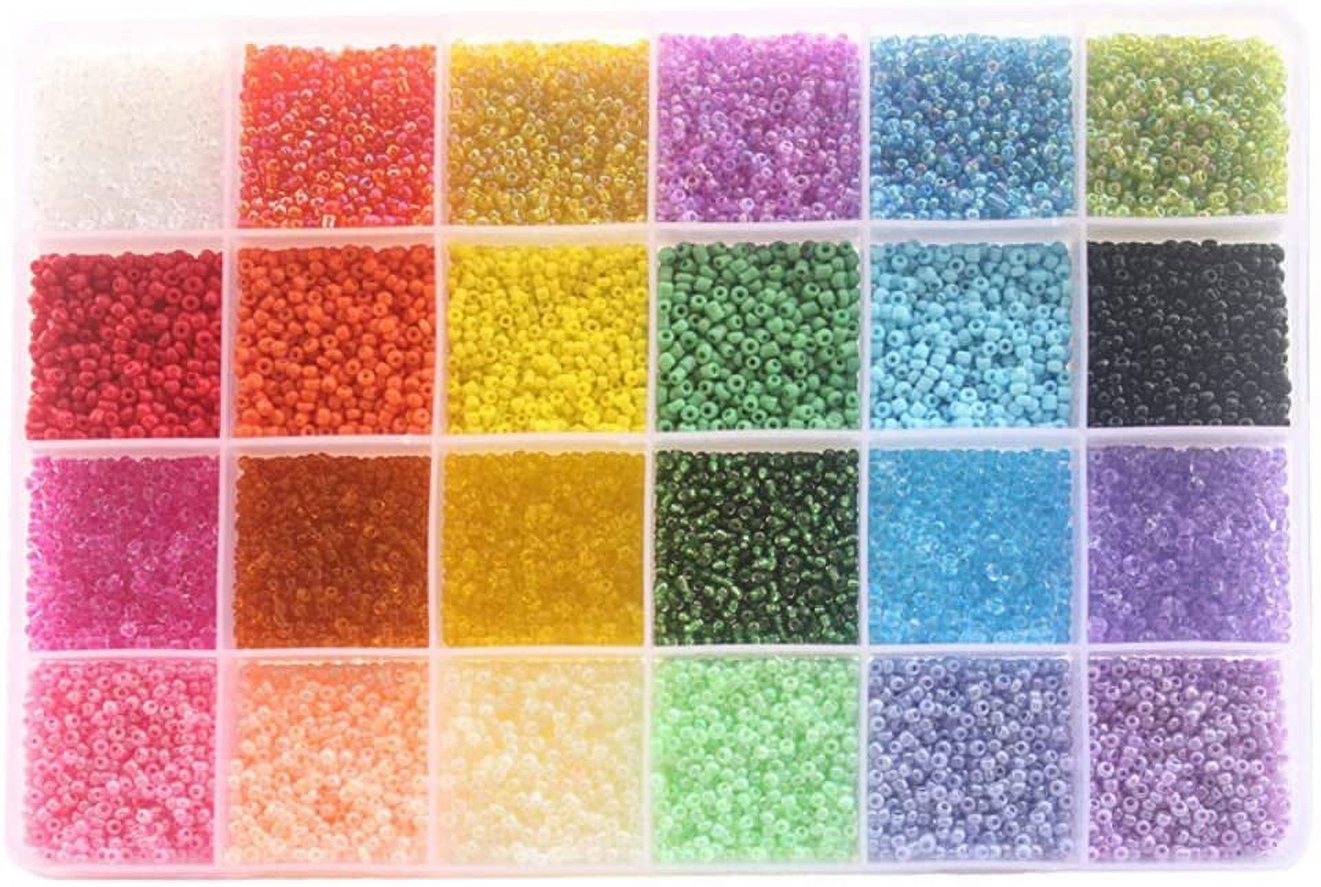 Haobase 24000 Pcs 2mm Glass Seed Beads, 24 Colors Small