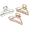 thumbnail image 1 of Haobase 3 pcs Women's Hair Clips Fashion Metal Hair Claw Clips Hair Catch Barrette Jaw Clamps for Thick Hair, 1 of 5