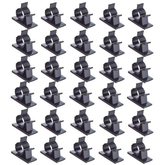 Haobase 30 pieces black clip self-adhesive backing nylon cord adjustable cable clip