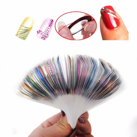 Haobase 30Pcs Striping Tape Line Nail Art Decoration Sticker DIY Nail Stickers Mix Color Rolls