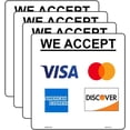 thumbnail image 1 of Haobase 4 Pcs Credit Card Sticker Sign Sticker - We Accept Visa, MasterCard, Amex & Discover- 12.5 cm x 12.5 cm - Self Adhesive Vinyl, 1 of 4